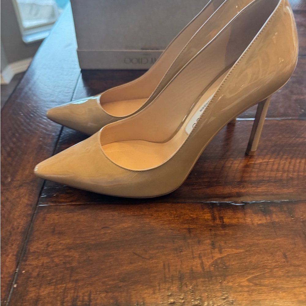 Jimmy Choo Women's nude Romy 100 patent pump